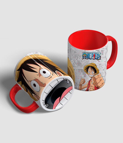 Tazas Duo One Piece Zoro Luffy Amistad Fondo Boca 3d Verde / Roja Taza Duo One Piece Amistad Zoro Luffy