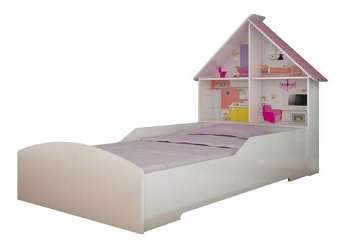 Cama Infantil Menina Casinha Solteiro P/ Colchao 88cm Branca