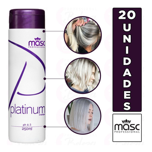 20 Unidades - Shampoo Masc Professional Platinum 250g