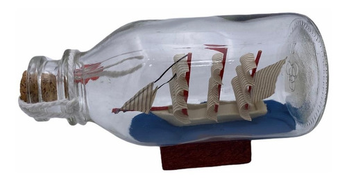 Adorno Botella Vidrio Con Barco Decoracion Hermoso Souvenir 