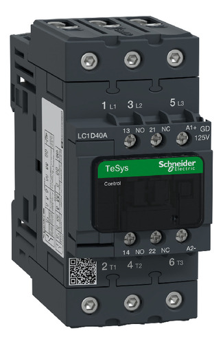 Lc1d40agd- Contator Tesys 3p 40a Ac-3 125vcc 50/60hz 1na+1nf