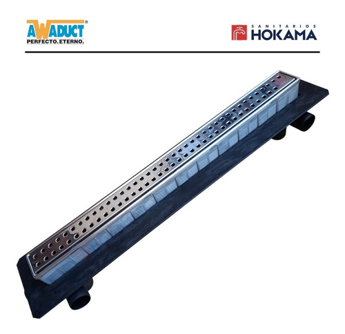 Imagen 10 de 10 de Rejilla Ducha Lineal 65 Cm Awaduct Acero Ranurado Baño Inox