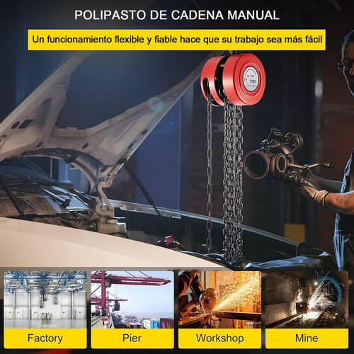 Polipasto Manual 1 Tonelada 3m Elevación Carga