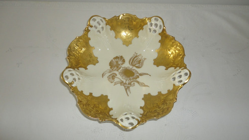 Exquisito Centro Rosenthal Porcelana Marfil Y Oro Miralo