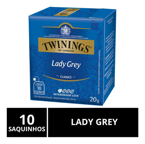 Chá Twinings, Caixa 10 Saquinhos, Chá Lady Grey