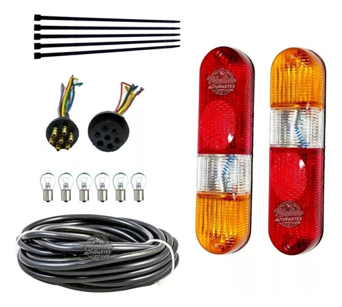 Faros De Trailer Tricolor Ficha 5 Mts Cable 7x1 Kit Completo