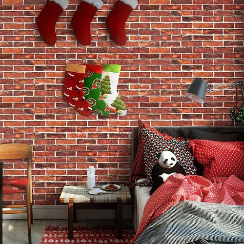 Papel Tapiz De Ladrillos Rojos Autoadherible Pared