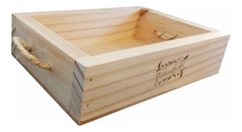 Caja Artesanal En Madera  Y Cuerda Grabado Láser 