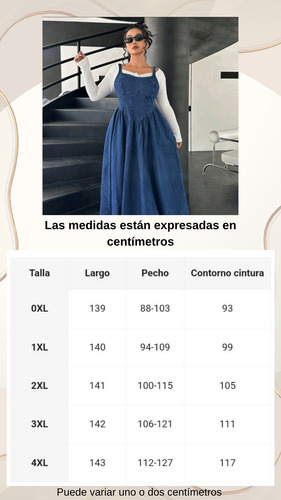 Vestido Largo Jean Talles Grandes Especiales Mujer Importado