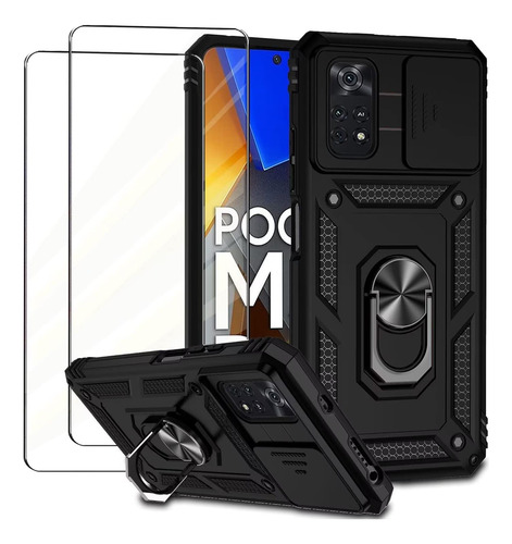 Funda Para Poco M4 Pro 4g Uso Rudo Cámara Carcasa+mica Negro Xiaomi Poco M4 Pro 4g