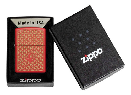 Zippo Encendedor Patron De Flamas Rojo Con Kit Insumos
