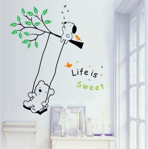 Vinilos Decorativos Oso Hamaca Perro - Niños - Infantil