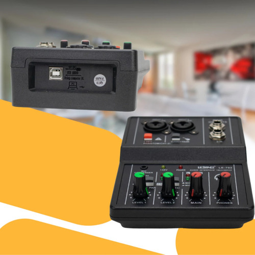 Mini Mesa De Som Placa Som Mixer Interface De Audio 2 Canais