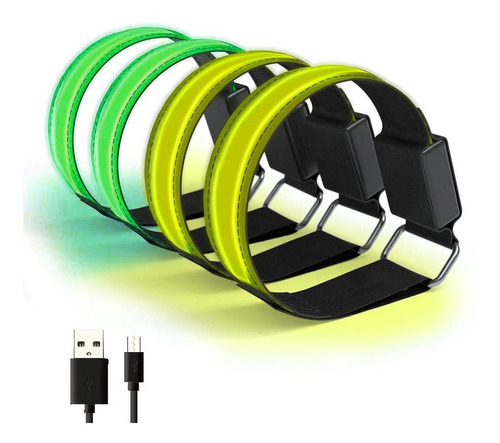 Pulsera Led, 4 Unidades, Banda Reflectante Recargable Por Us