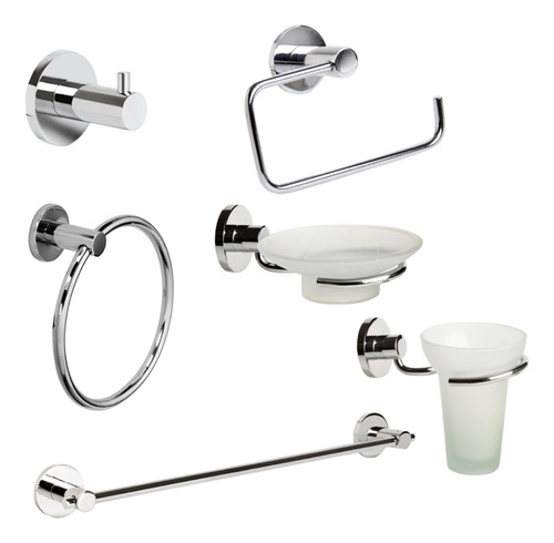 Accesorios De Baño Ottone Desing Basic Cromo Kit 6 Piezas