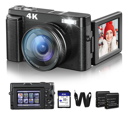 Cámara Digital 4k Para Fotografía Y Vídeo, Cámara Vlogging D