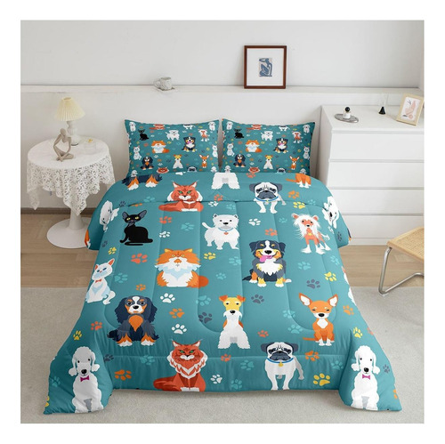Lindo Juego De Edredones Para Perros Y Gatos Tamaño Queen Co