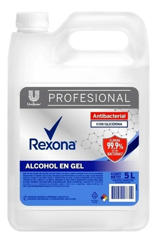 Alcohol Gel Antibacterial Rexona 4 Bidones X 5 Lt Unilever