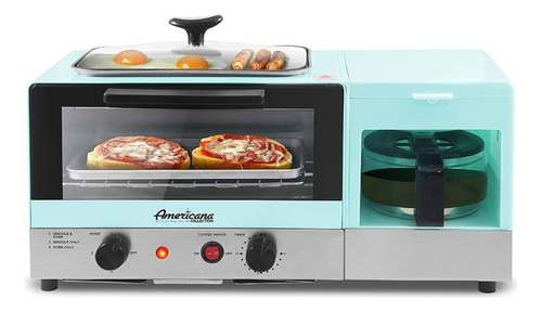 Centro De Desayuno 3 En 1 Horno Tostador Cafetera Elite 8810 Color Turquesa