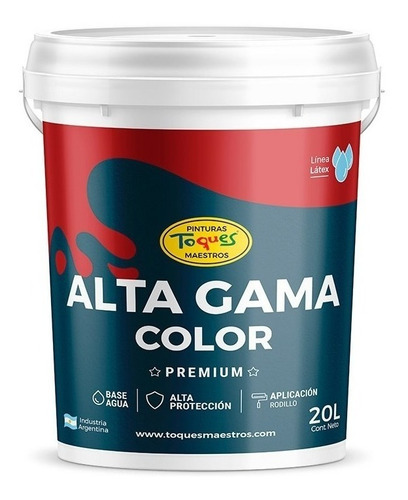 Pintura Premium Latex Alta Gama Color Rojo Bermellon 10 Lt