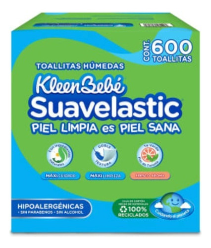 Toallitas Húmedas Kleenbebé Suavelastic Aroma Manzana 600pzs