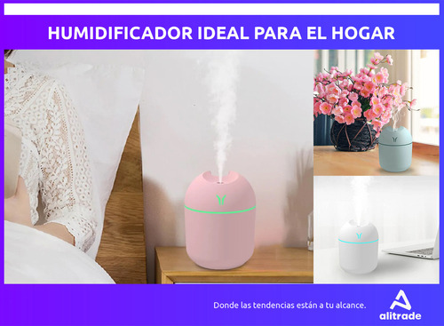 Purificador de ar, umidificador, luz LED, conexão USB, 250 ml, Alitrade, branco