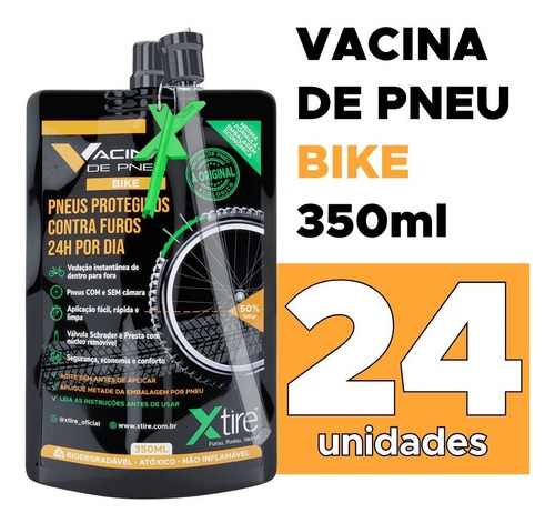 Kit 24 Unidades Vacina De Pneu Xtire Para Bike Pouch 350ml