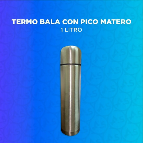Imagen 3 de 10 de Termo Bala 1 Litro Acero Inoxidable Matero Pico Cebador Mate