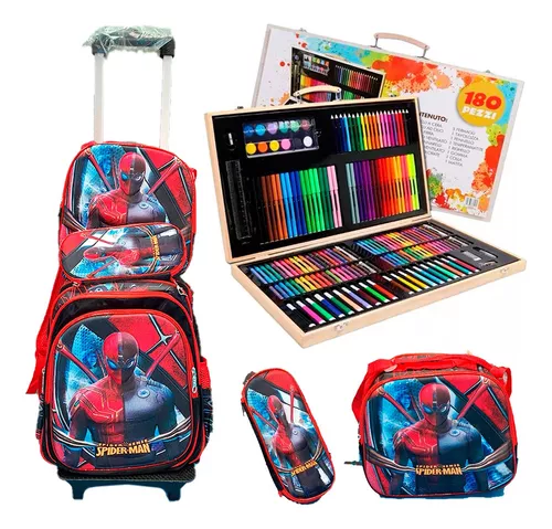 Spiderman Set Mochila - Lonchera - Estuche Sp78280 Color Azul