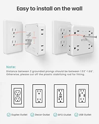 Enchufe Inteligente Marca Trond 8 Tomas/4 Usb/blanco.