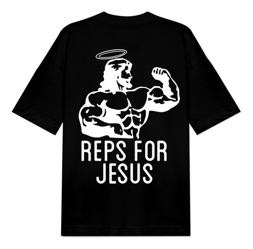 Camiseta Gym Oversize Reps For Jesus Cristo Estampada