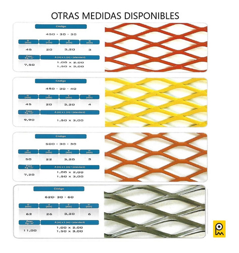 Metal Desplegado 750-50-50 Hojas De 1.5x3.0 Mts Polimetal