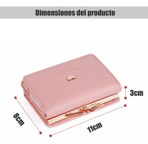 Cartera De Cuero Para Mujer, Linda Cartera Pequeña Plegable