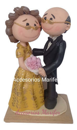 Muñecos Para Pastel Boda De Oro Personalizable 