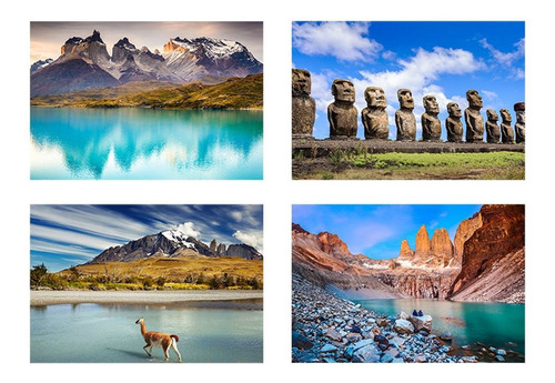 Placas Decorativas Paisagens Chile Kit 4un 20x30cm