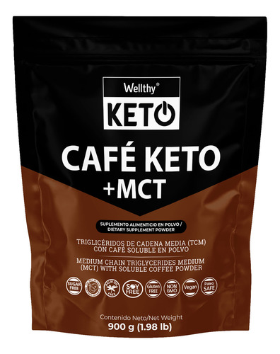Wellthy Keto Café Keto 900g. Café Soluble Con Mct Oil