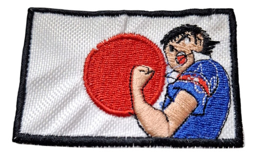 Parche Termoadhesivo Super Campeones Bandera Japon Eterniast Blanco Bordado