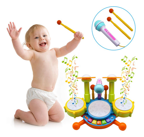 Juego De Batería Musical Niños Pequeños Rojo Navidad 12