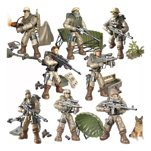 Figuras De Acción De Soldado Articulado From 1:36, 8 Piezas