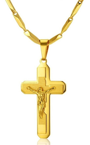 Cadena Unisex Y Dije Cristo Plata Y Baño De Oro 18k Ref D05