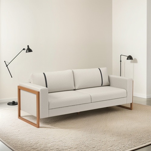 Sofá Living 3 Lugares Lin 200cm No Linho Várias Cores