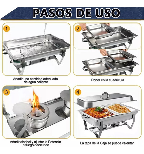 Bufetera Olla Rectangular Acero Inoxidable 11 L Con 2 Medios