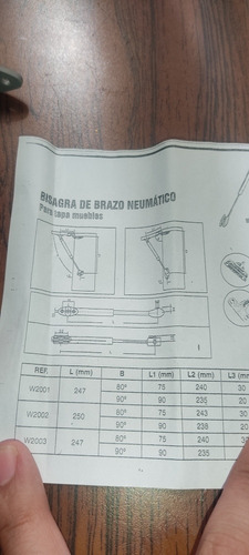 Bisagra Brazo Neumático 247mm Gato Hidráulico Gabinete (par)