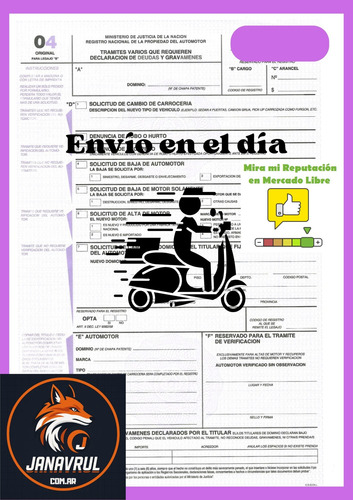 Formulario 04 Automotor. Envíos En El Día