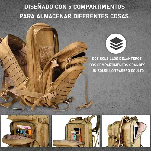 Mochila Táctica Militar Senderismo, Camping Impermeable 50 L