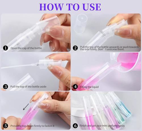 100 Pcs 10ml Mini Botellas Spray Perfume Vidrio Recargables