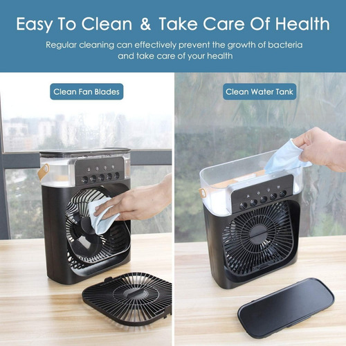 Mini Ventilador Para Escritorio Aire Acondicionado Portátil 20 Cm Verde Oscuro Verde Plástico 3
