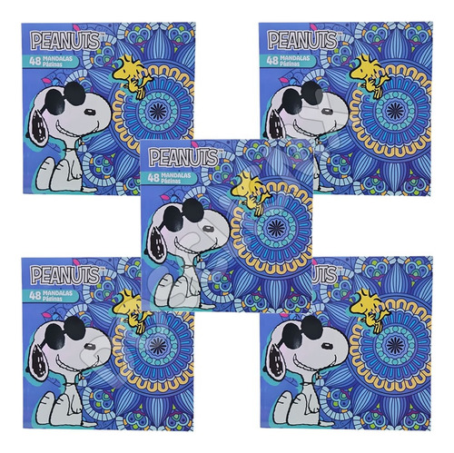 5 Libros Colorear Infantil Mandalas Peanuts Snoopy 48 Pag