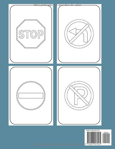 Senales De Trafico Libro Para Colorear Para Ninos: Iconos De