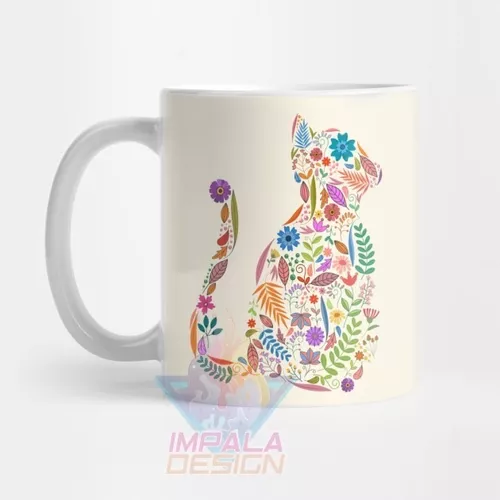 Taza de Cerámica con Flores Multicolor